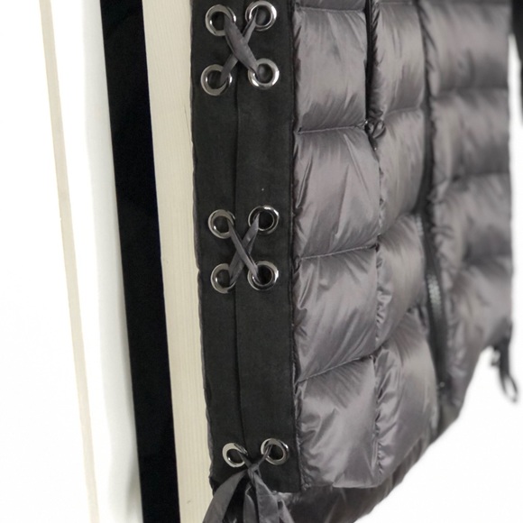 1 Madison Real Fur Down Coat W/ Grommet Detail - Picture 5 of 10